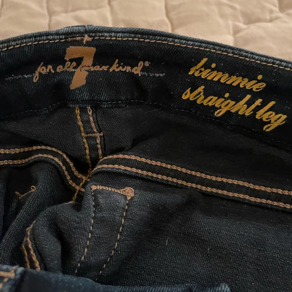 7 For All Mankind Kimmie Straight Leg Jeans - Deep Indigo - Picture 4 of 5